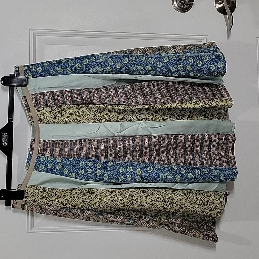 J.Jill Patchwork Silk Panel Knee Length Skirt Siz… - image 1